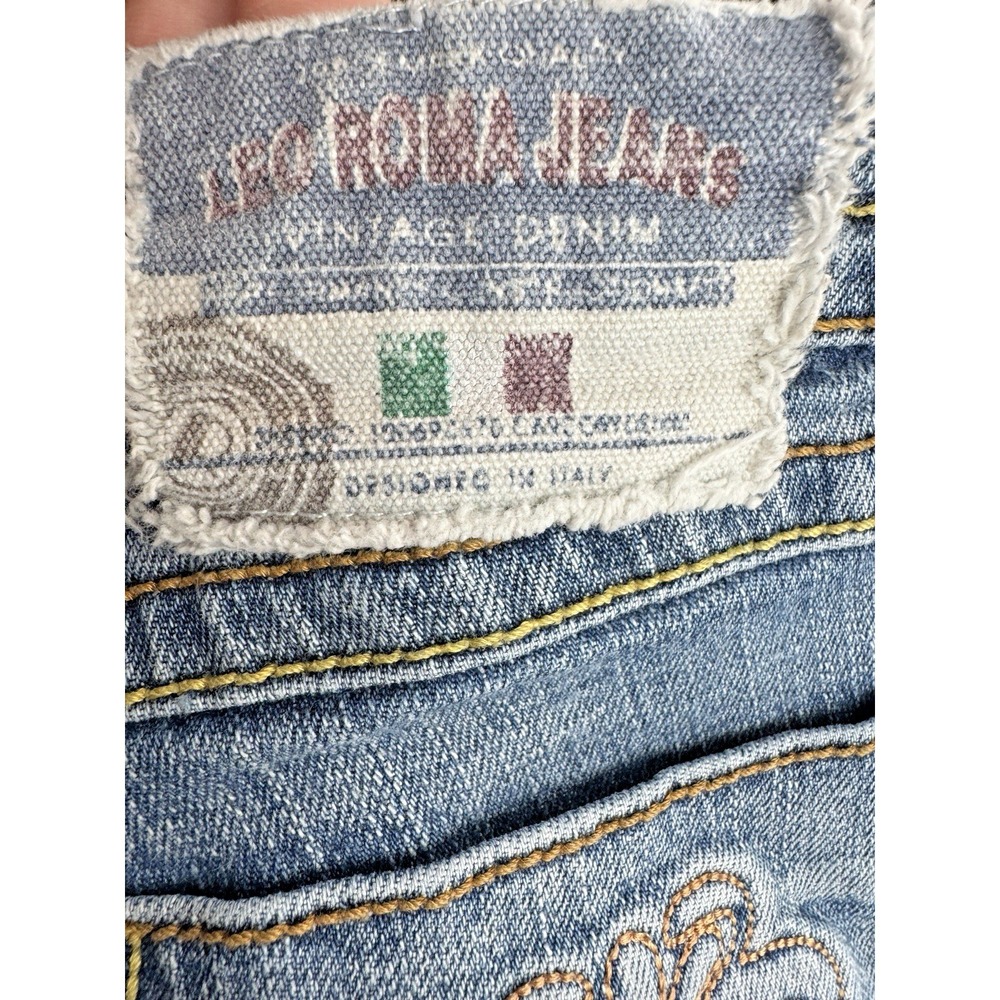 VTG Y2K Leo Roma Jean Size 9 Denim Jorts Short Low Rise Embroidered Pocket Italy - Picture 4 of 11